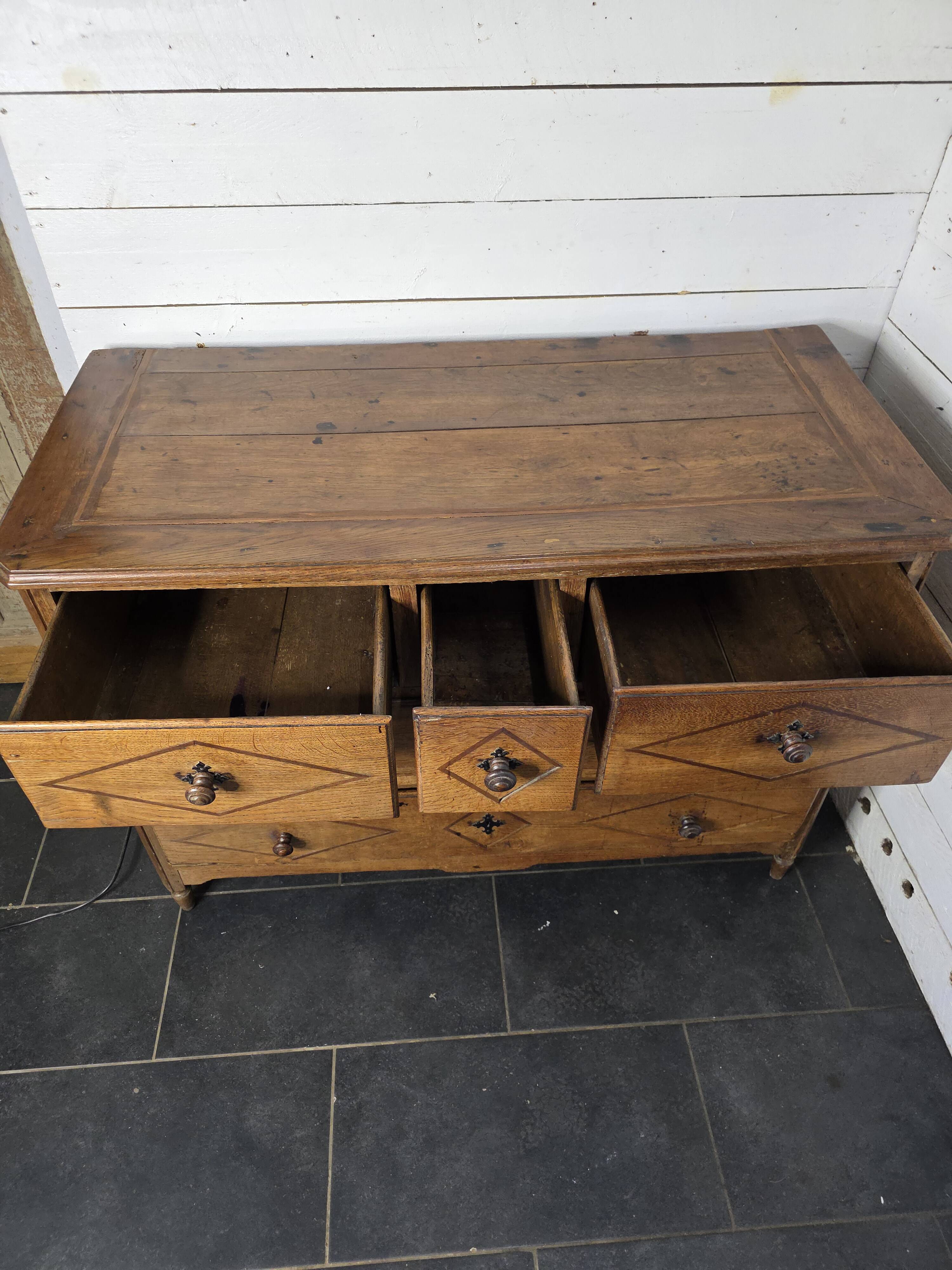 19th century solid oak chest of drawers