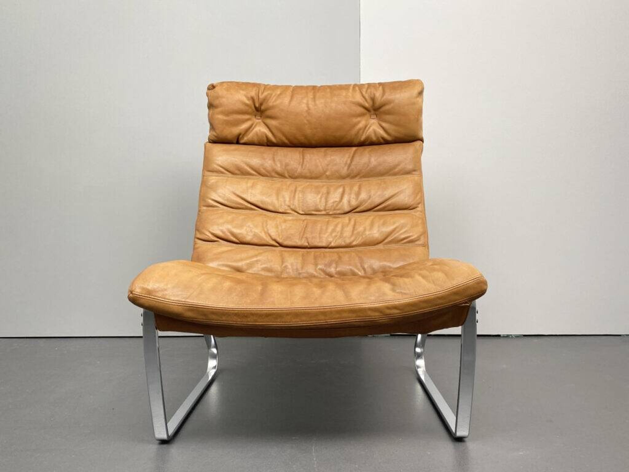 JK 720 lounge chair, cognac-coloured leather, by Jørgen Kastholm for Kill International, 1970s