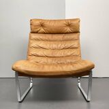 Fauteuil lounge JK 720, cuir couleur cognac, par Jørgen Kastholm pour Kill International, années 1970