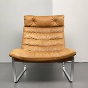 JK 720 lounge chair, cognac-coloured leather, by Jørgen Kastholm for Kill International, 1970s