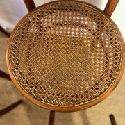 Set of 4 vintage Fischel bistro chairs in curved wood and cane
