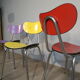 3 colored formica chairs
