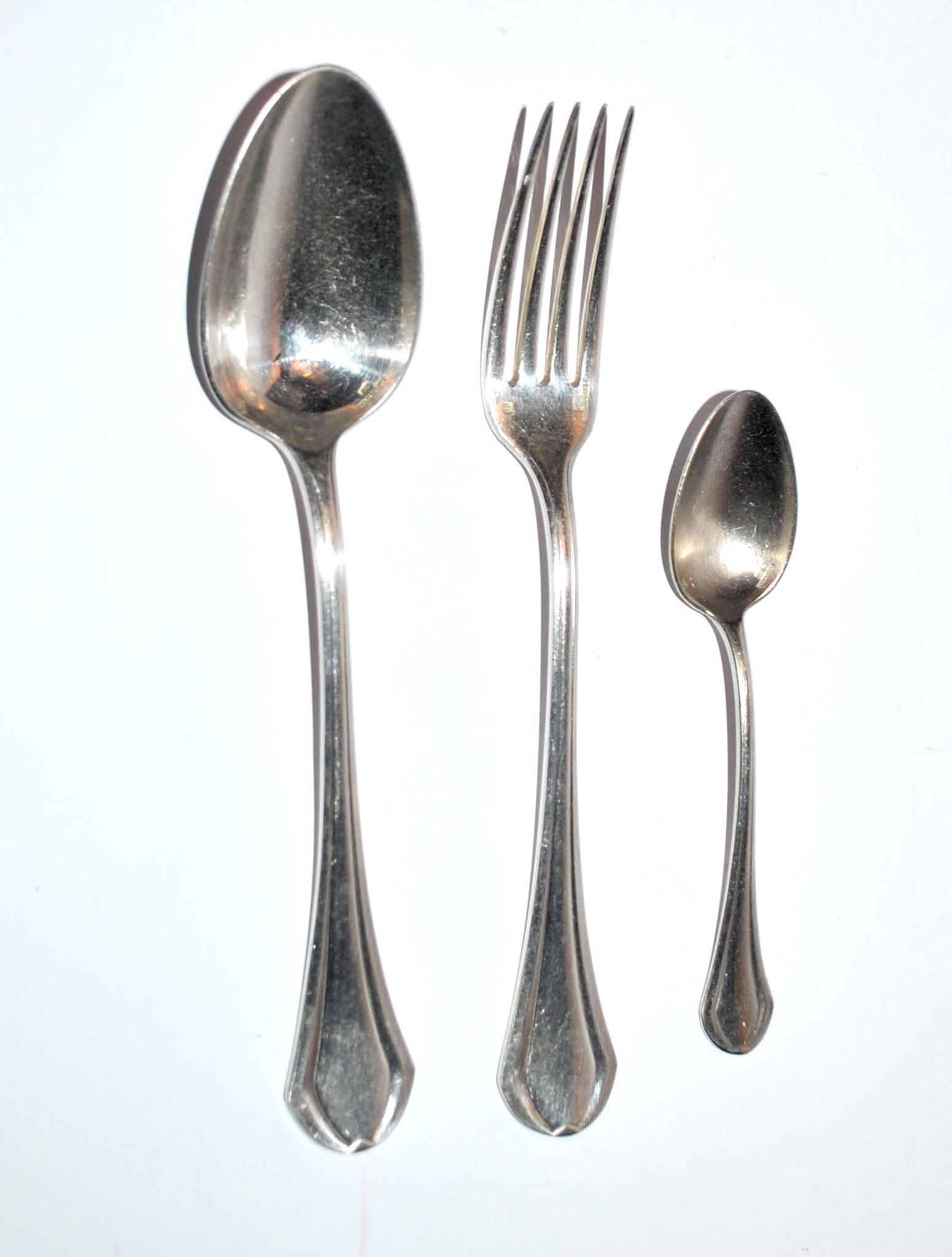 Couverts de table printania art deco 3p fourchette, cuillères soupe, café 1920 Christofle