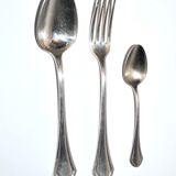 Christofle table cutlery printania art deco 3p fork, spoons soup + coffee 1920