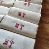 12 old shabby red tea towels monogram towel