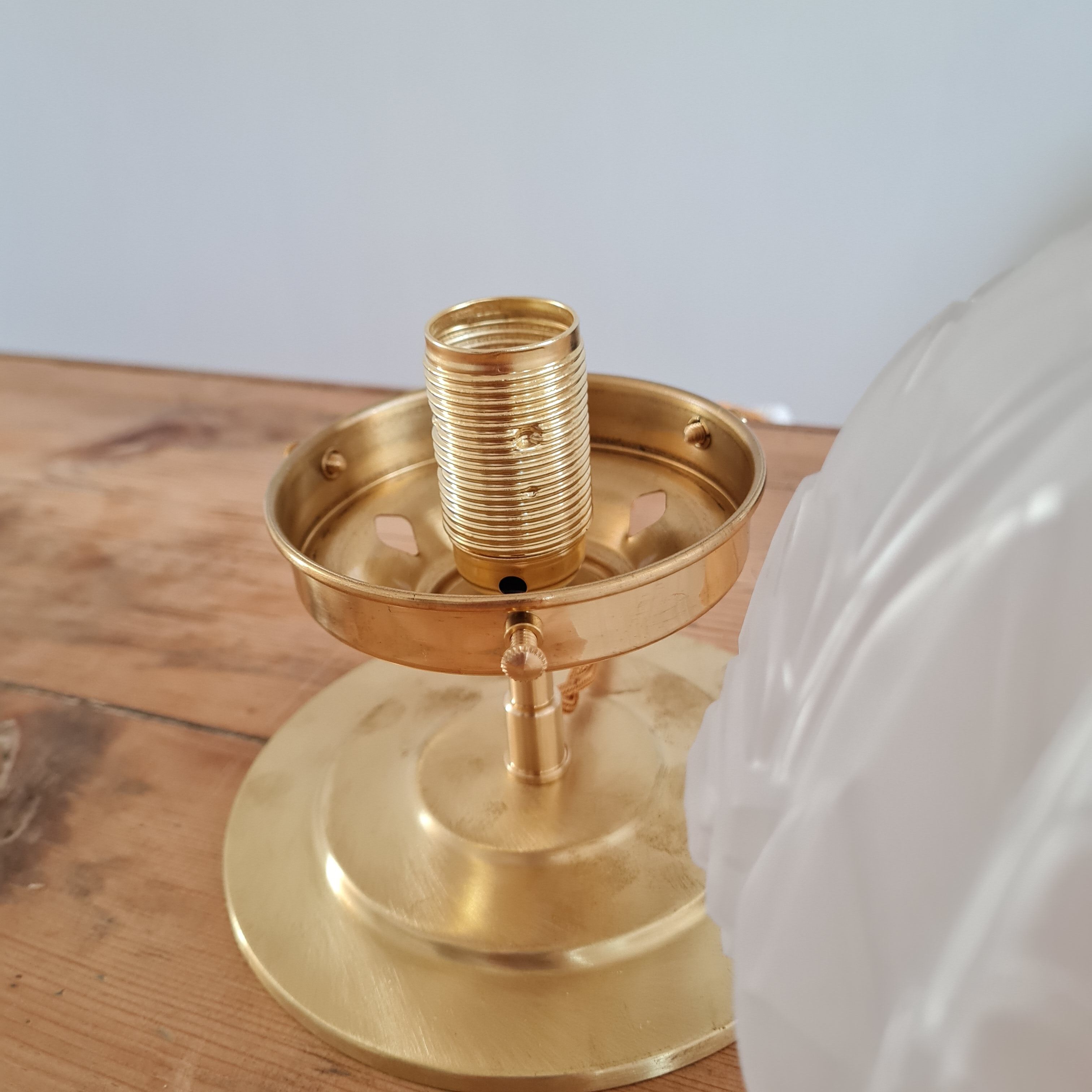 Art Deco globe table lamp in frosted glass