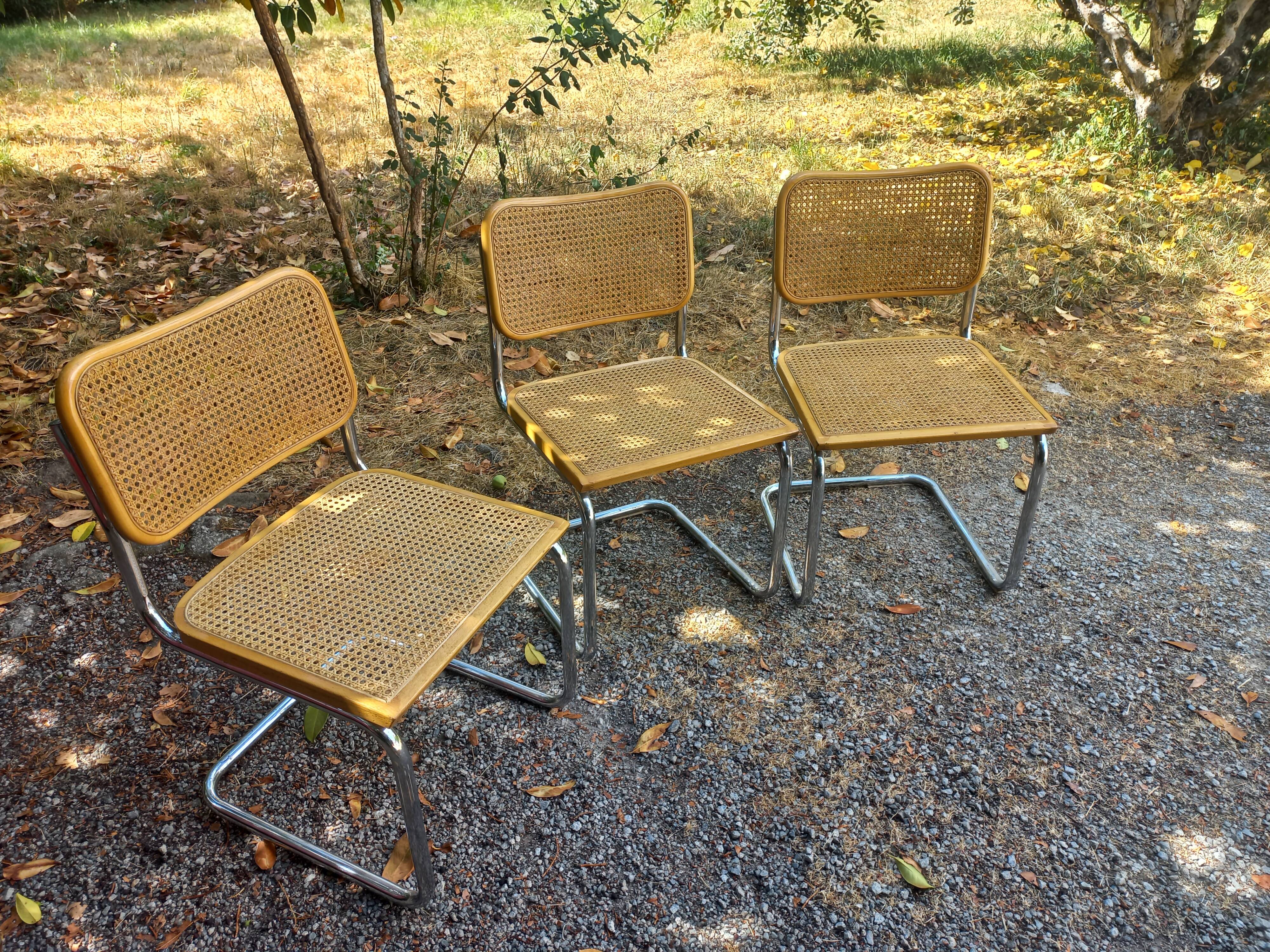 Set of 3 Cesca B32 chairs by Marcel Breuer
