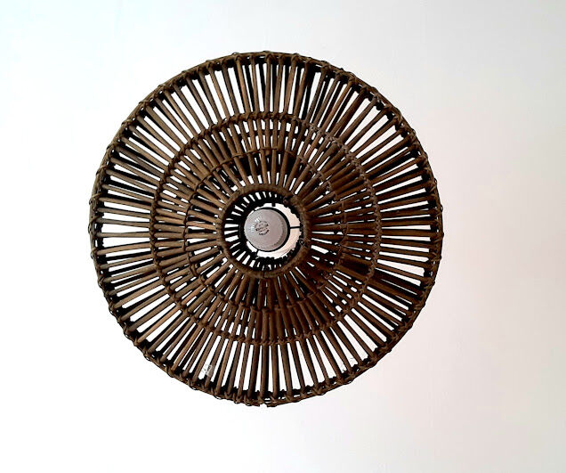 Vintage rattan pendant lamp, circa 1970