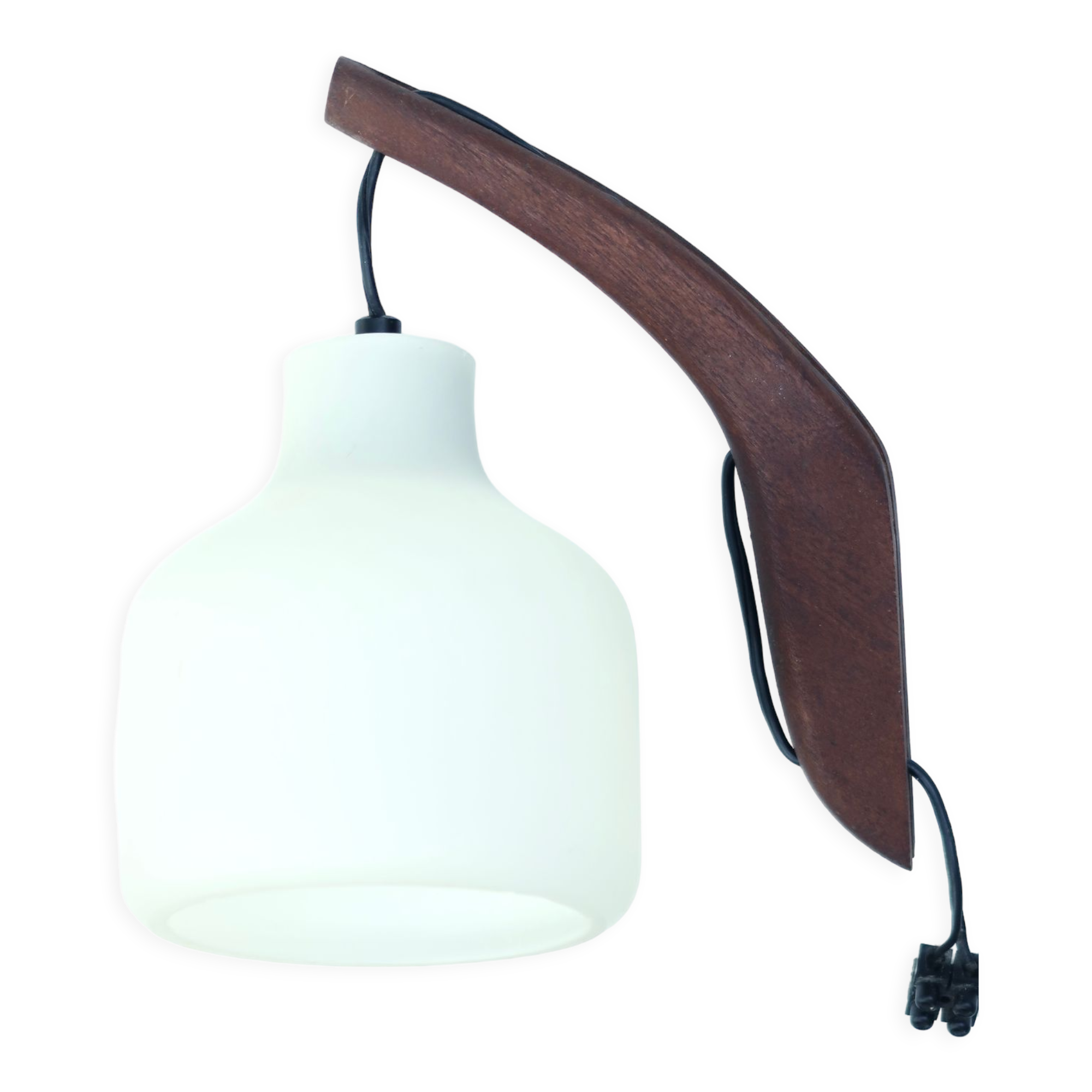 Teak and opaline wall lamp, 60s