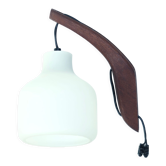 Teak and opaline wall lamp, 60s