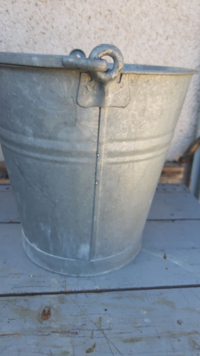 Vintage zinc galvanized steel bucket
