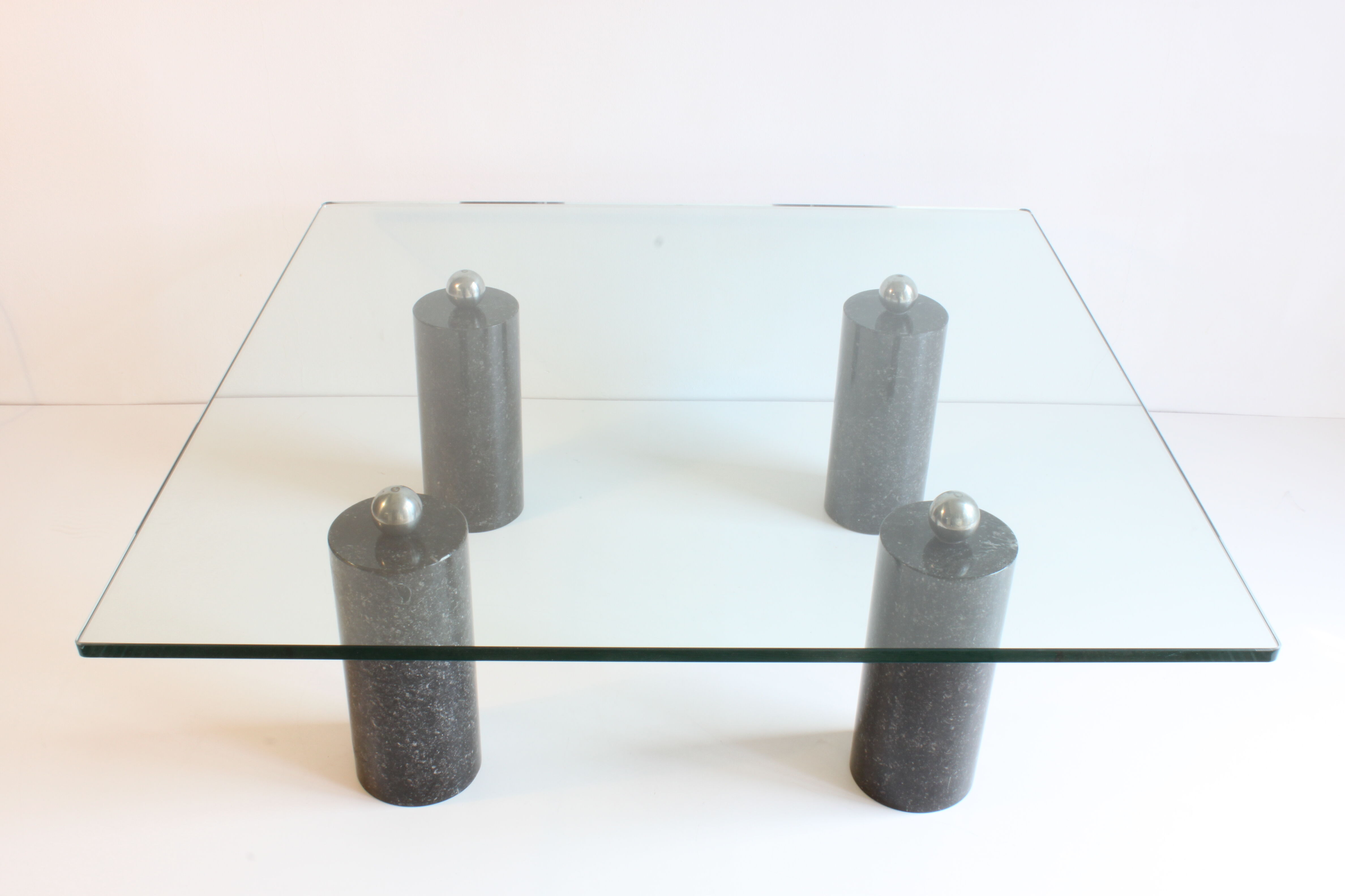 Black Marble & Glass Coffee Table, 1980s