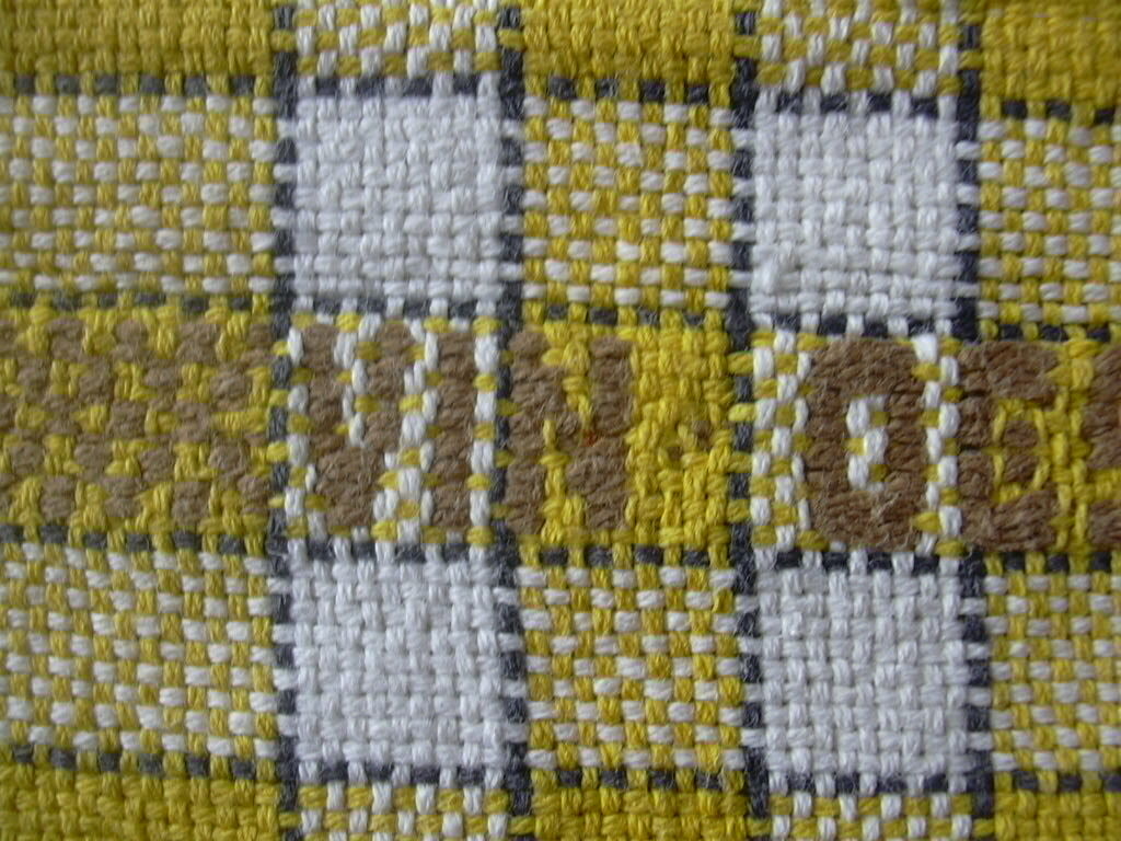 Vintage Vin de Rochers Yellow White Check Woven Cotton Napkins