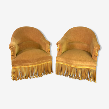 Pair of armchairs velvet yellow cl