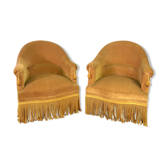 Pair of armchairs velvet yellow cl