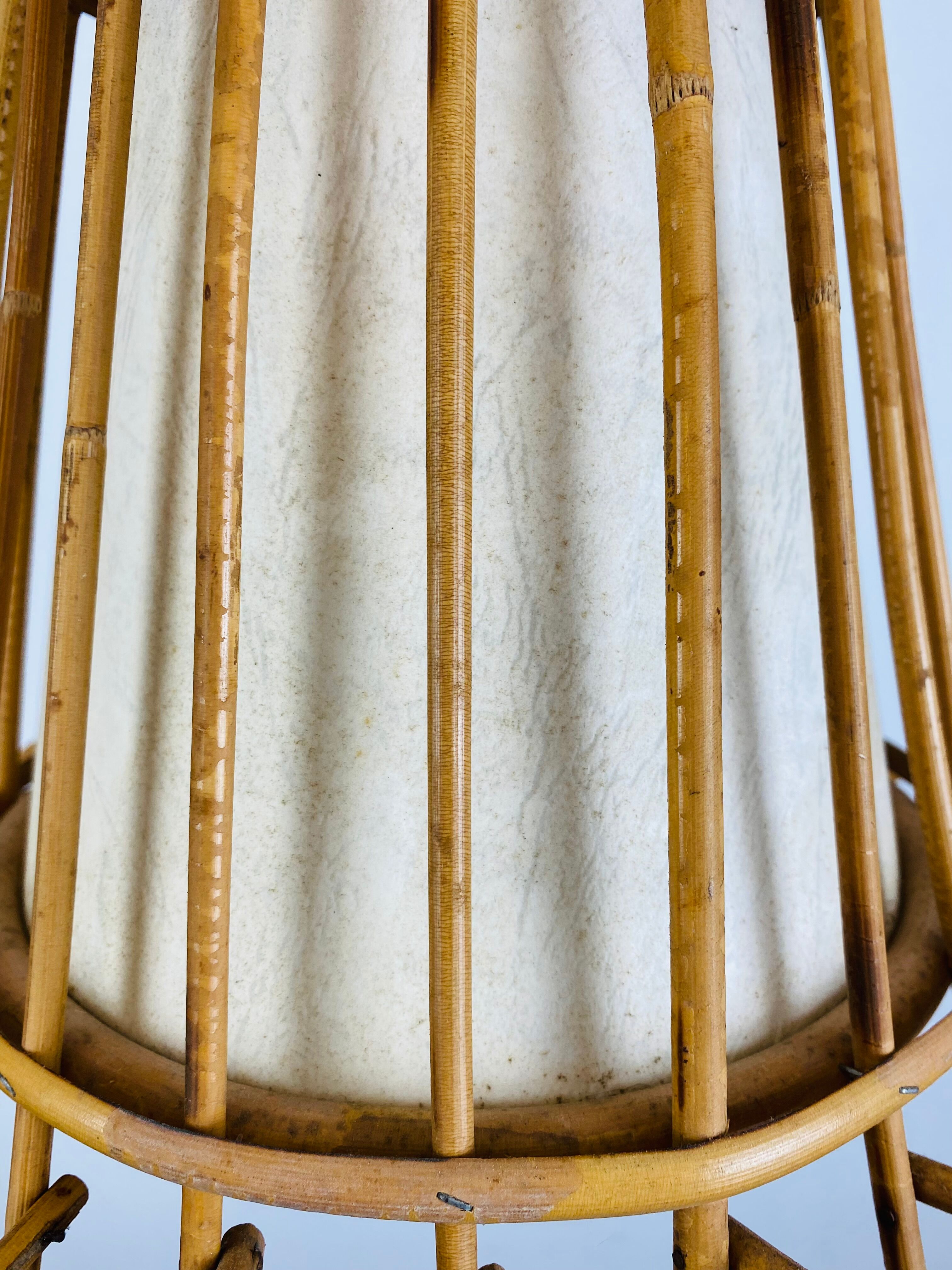 Vintage rattan pendant lamp 60s