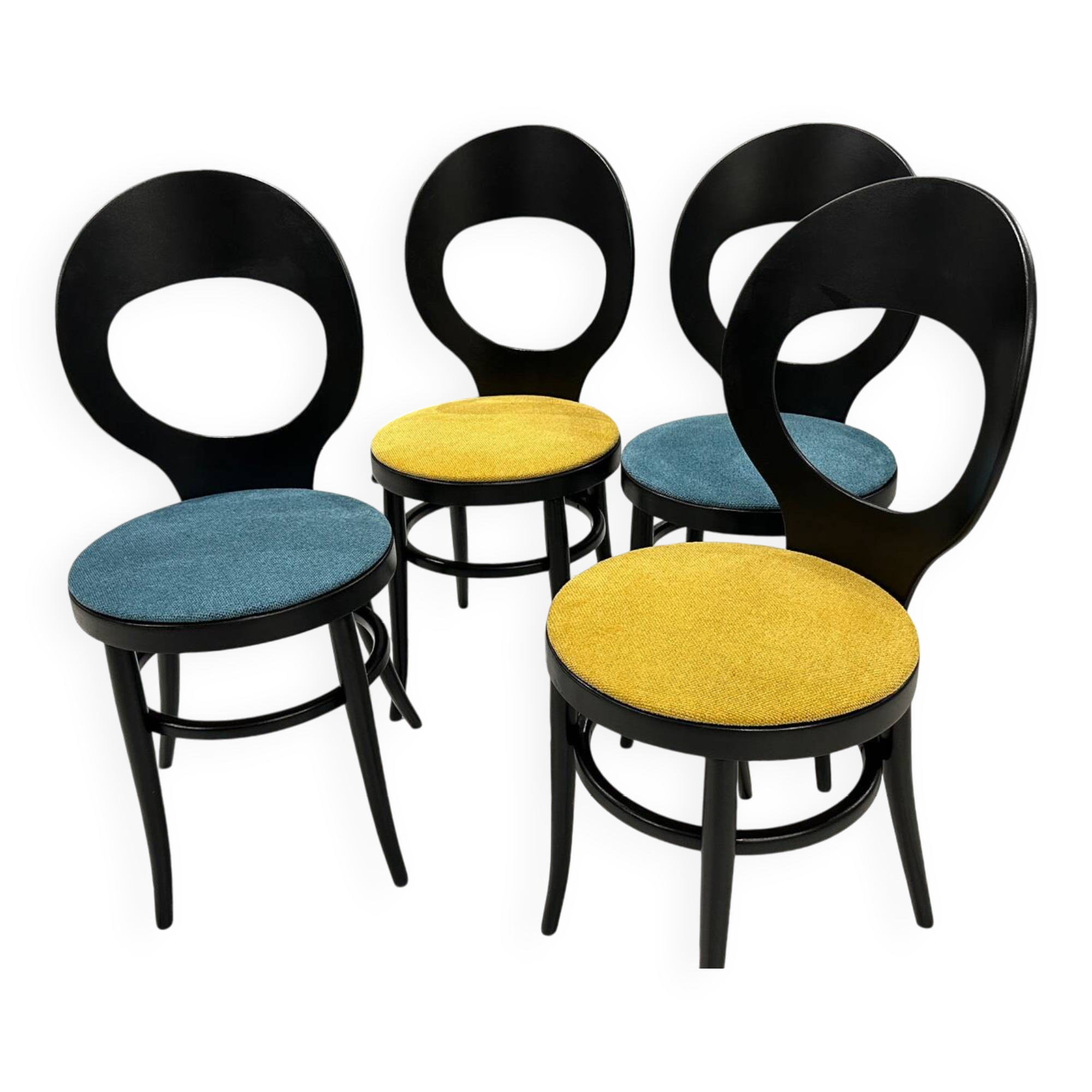 Set of 4 Baumann Bistro chairs, Mouette model, vintage 1970