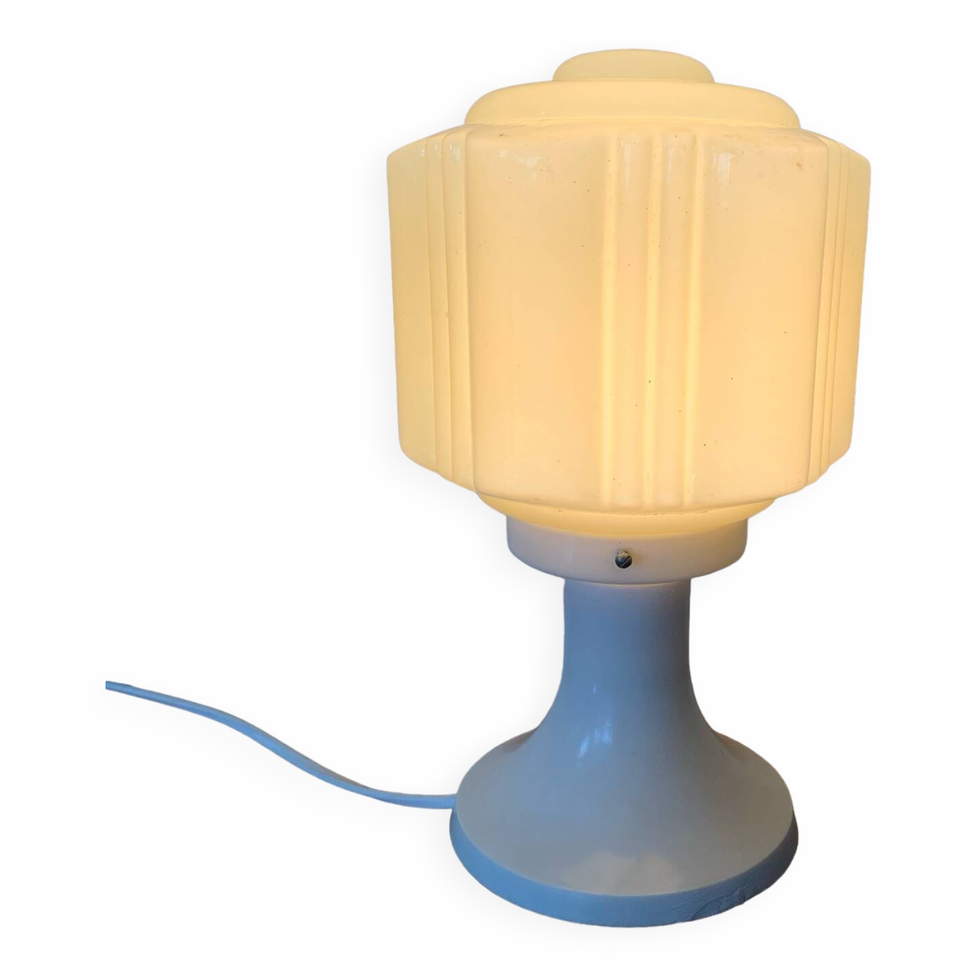 Table Lamp With Globe Thabur Yellow Straw Netherlands 30s-40s