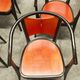 Table and 6 armchairs Baumann Diese, design Pagnon Pelhaître, Wenge color and red,