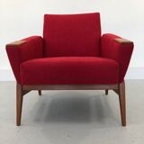 DANISH DESIGN ARMCHAIR IN WOOL & TEAK WOOD, 1970S