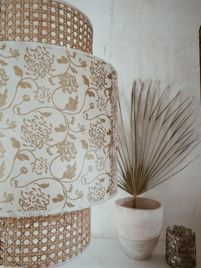 Lampshade in cannage