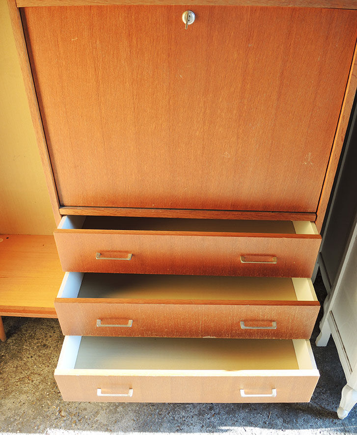 Old wardrobe-secretary in light solid wood