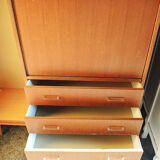 Old wardrobe-secretary in light solid wood