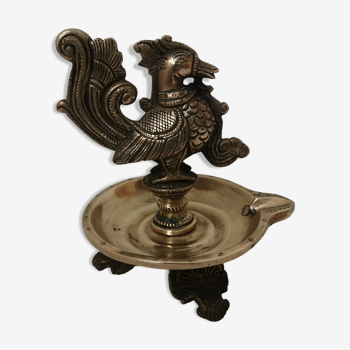 Lampe de temple indienne Diya vintage en laiton