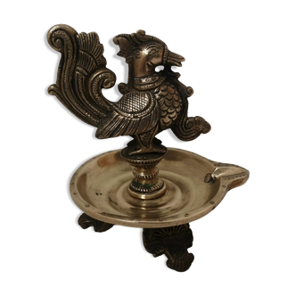 Lampe de temple indienne Diya vintage en laiton