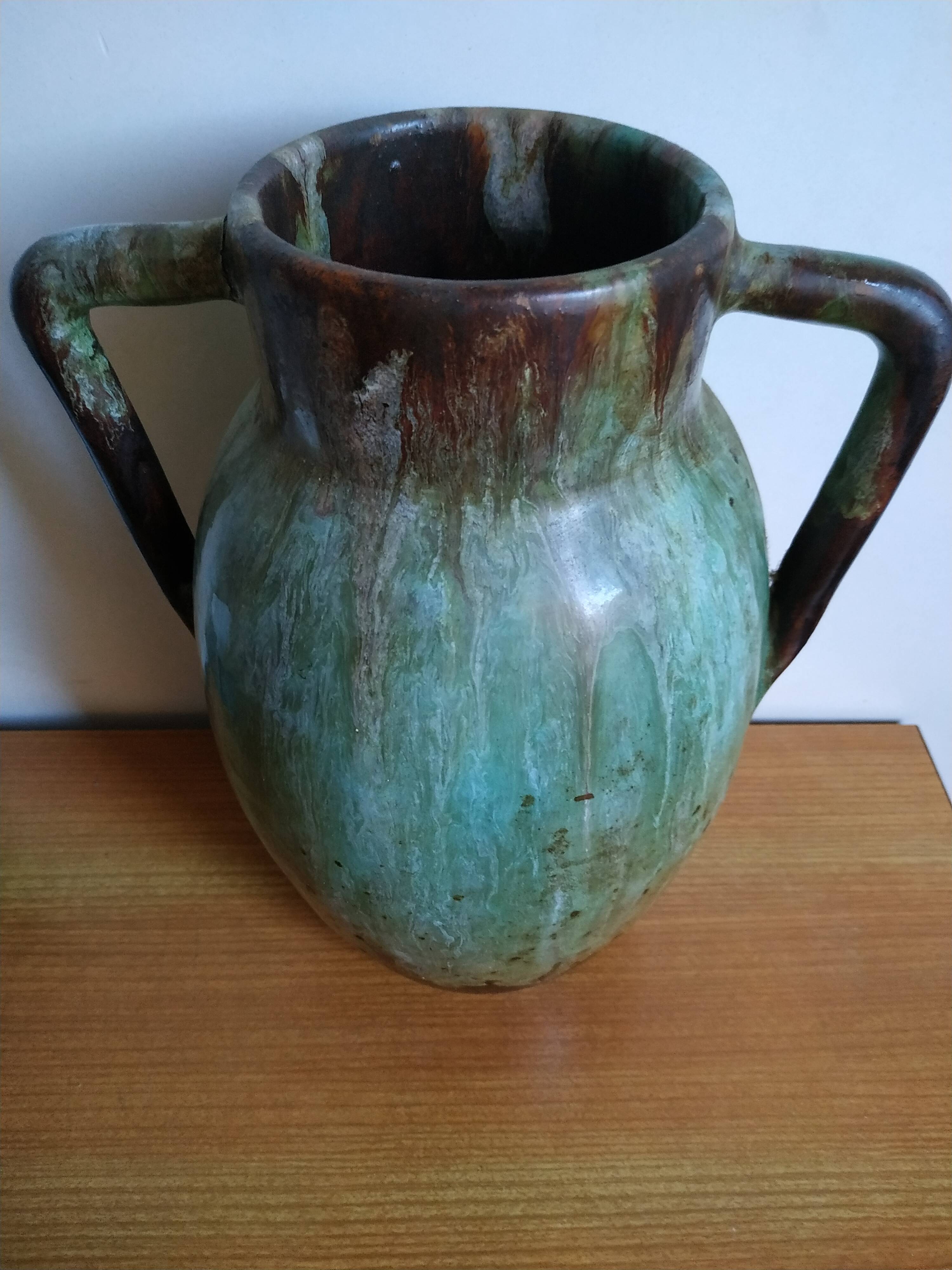Large flamed sandstone vase from 20/30 years signed CAB in Bordeauxdeaux