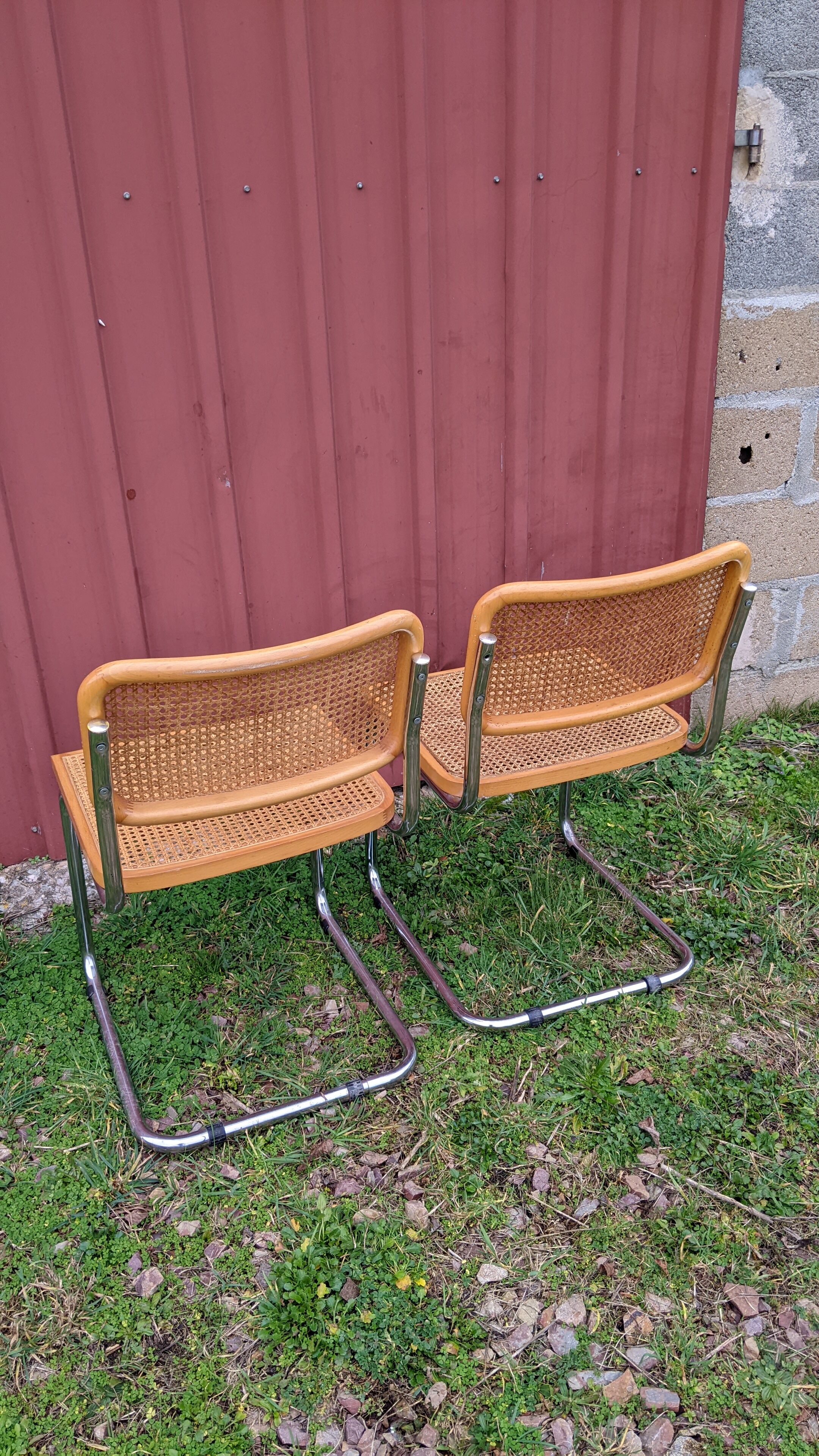 Duo of chairs B.32  cesca by Marcel Breuer