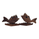 Duo de poissons porte-cure-dents vintage en bois sculpté