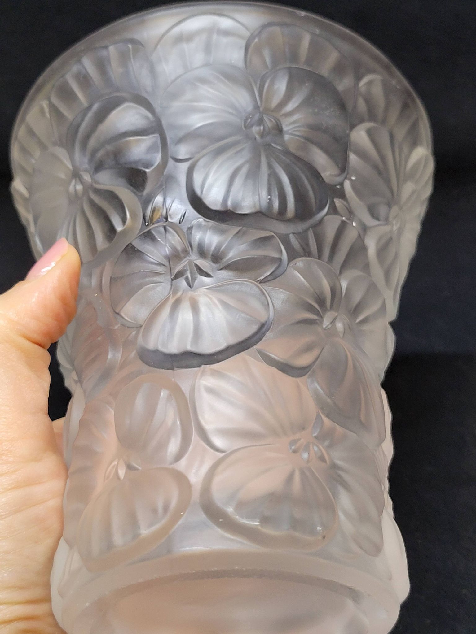 Josef Inwald Barolac Glassware Floral Vase Molded Pressed Frosted Art Glass