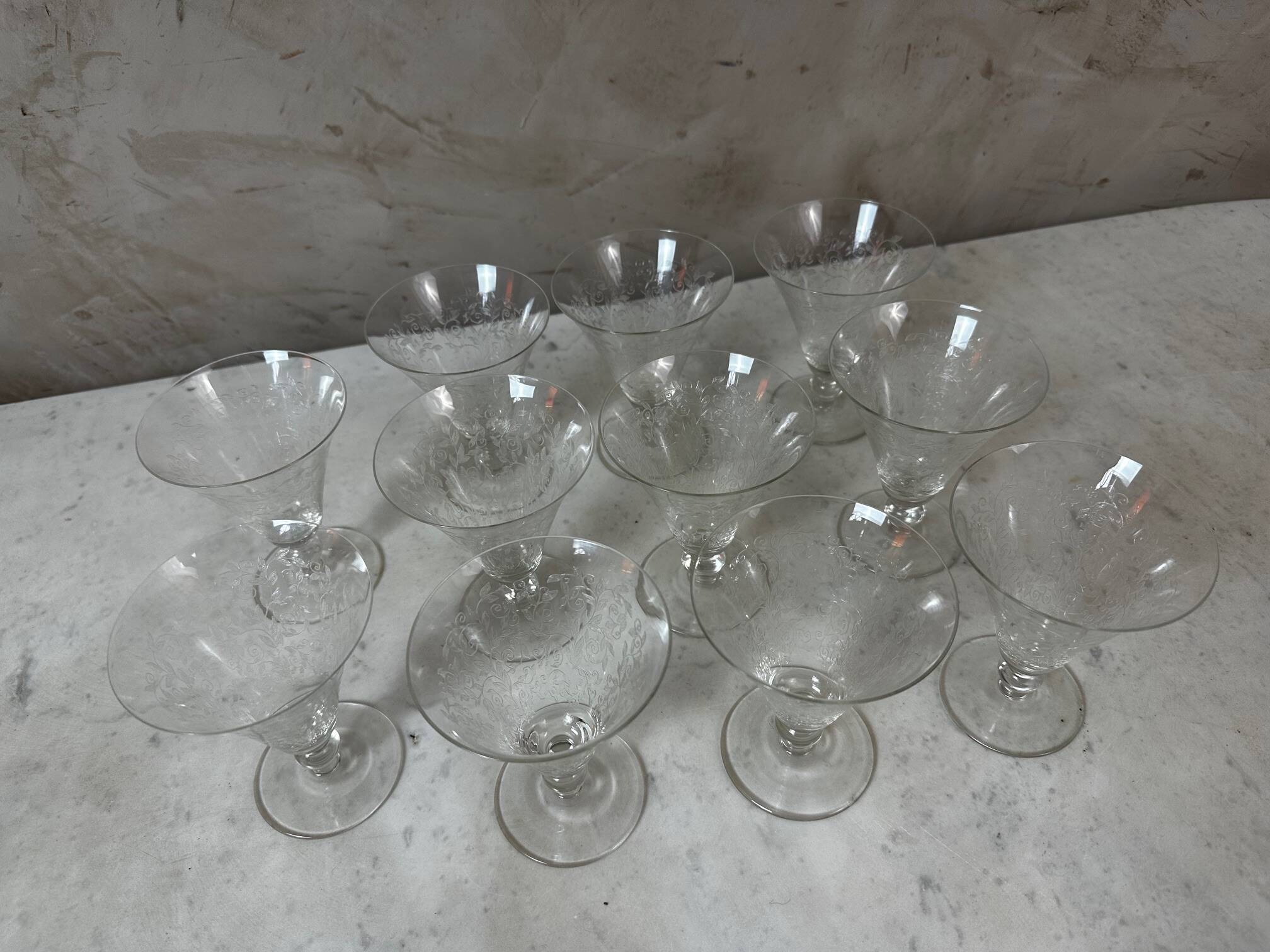 A lot of crystal glasses
