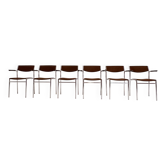 Set of 6 stackable chairs in rust colour by Gijs van der Sluis, 1970s.