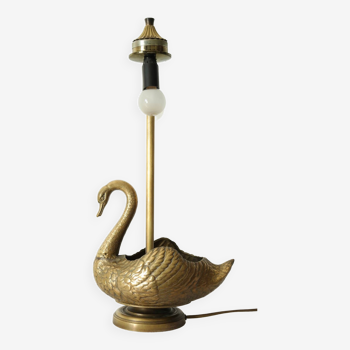 Pied de lampe Cygne en laiton vintage