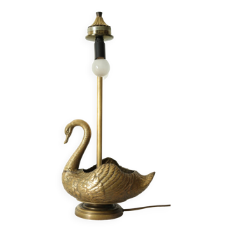 Pied de lampe Cygne en laiton vintage