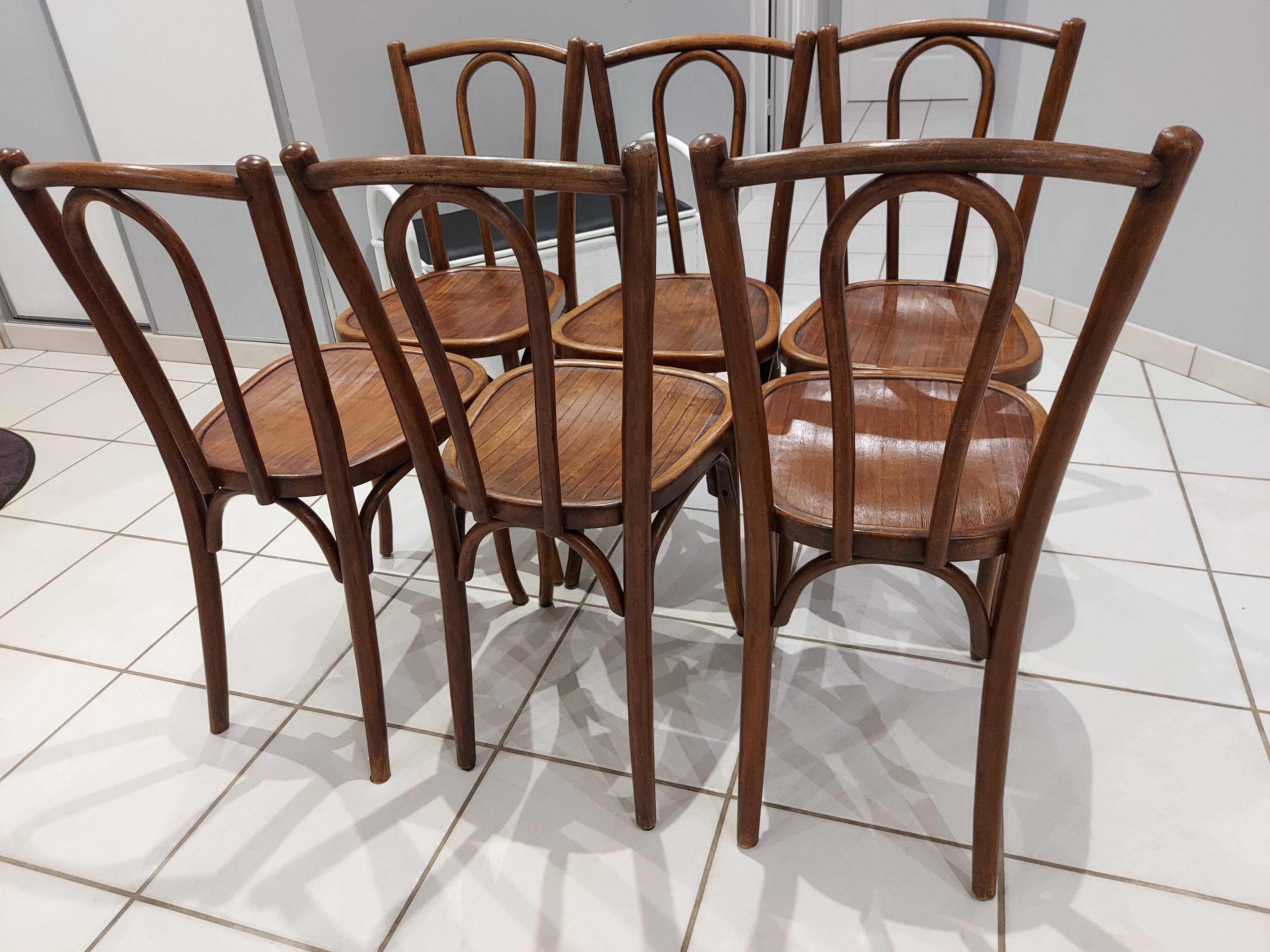 Suite of 6 vintage bistrot chairs 1930s