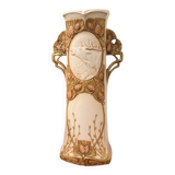 Art Nouveau vase Royal Dux Bohemia, sculpted deer, 1900s