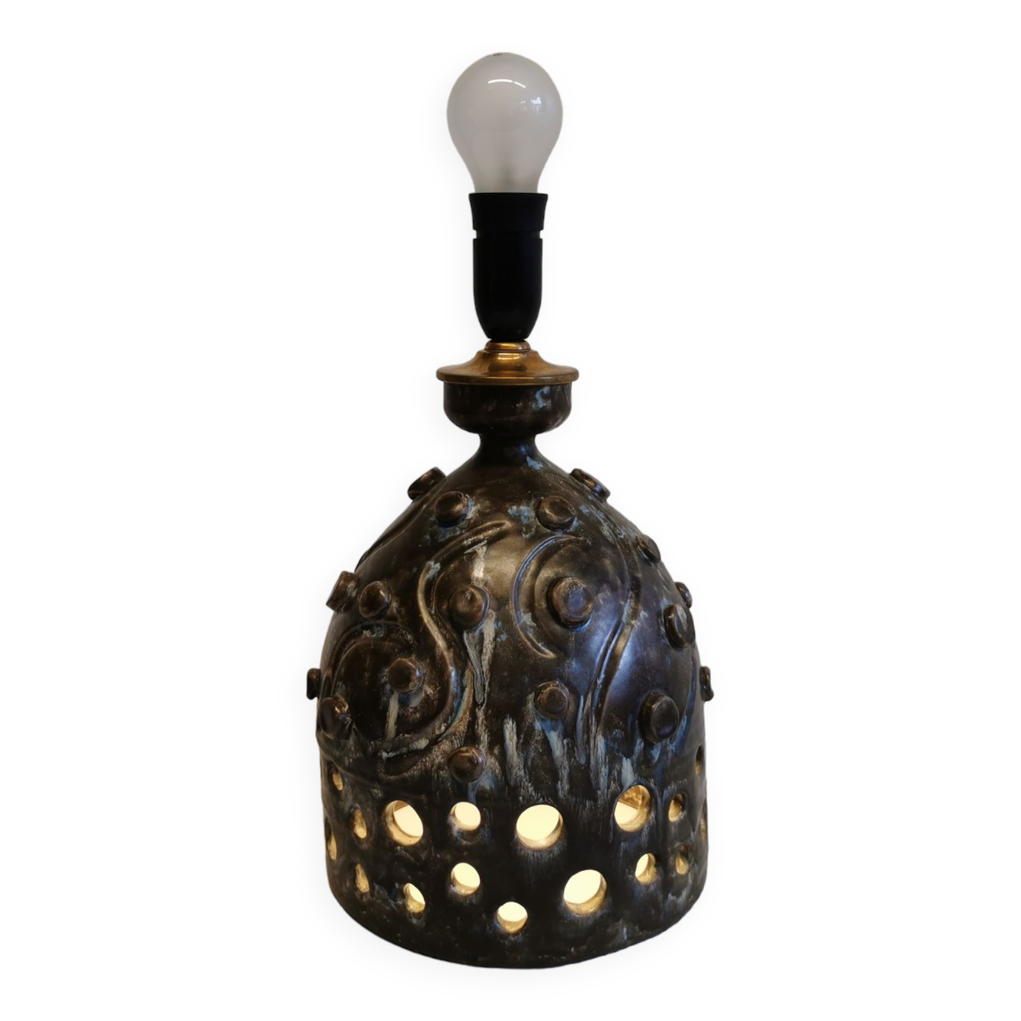 Ceramic table lamp, from Danish Leif Holm. with two light sources