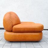 Canapé et fauteuils en cuir cognac par Sapporo pour Mobil, Italie