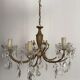 Brass chandelier with crystal drops