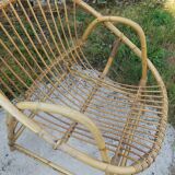 Armchair shell rattan of the 1960s