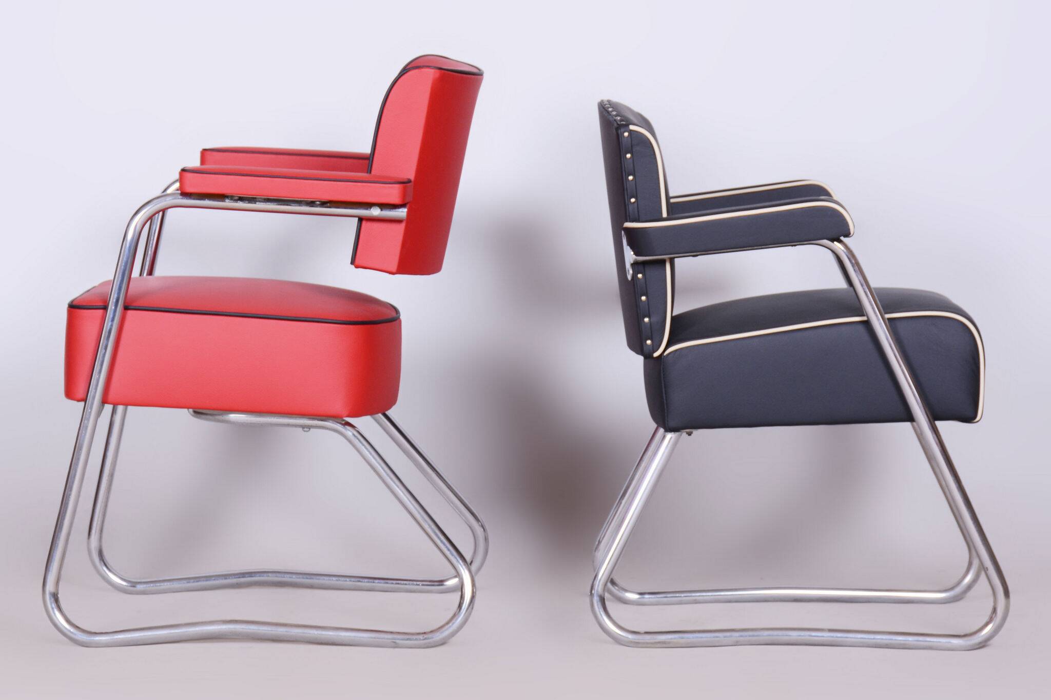Restored Bauhaus Armchair, Mauser, G. Rohde, Chrome, Leather, Germany, 1930s