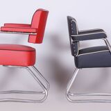 Restored Bauhaus Armchair, Mauser, G. Rohde, Chrome, Leather, Germany, 1930s