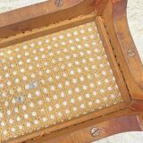 Low stool, wooden and cane footrest