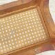 Tabouret bas, repose pieds bois et cannage