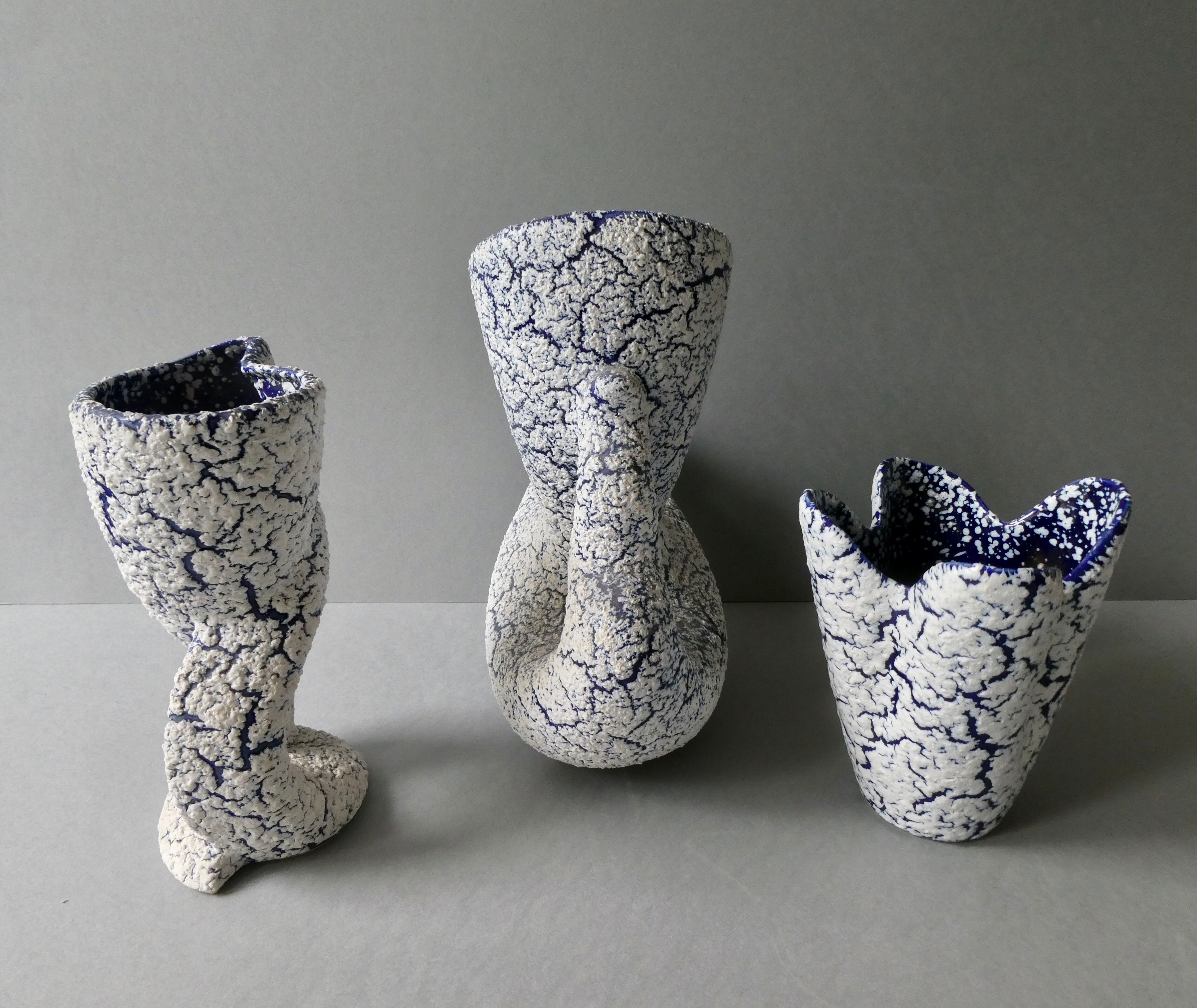 Trio of tense ceramic vases, 70s