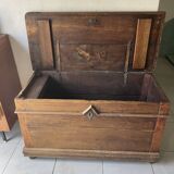 Large old 18th century solid wood chest / trunk / vintage flea market