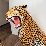 Leopard, Italian sculpture in glazed ceramic.